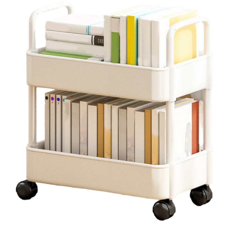 CTRLZS 2 Tier Rolling Utility Cart Storage Shelf Movable Storage Rack Kitchen Bathroom Slim Slide Organizer Snacks Toys Shelf