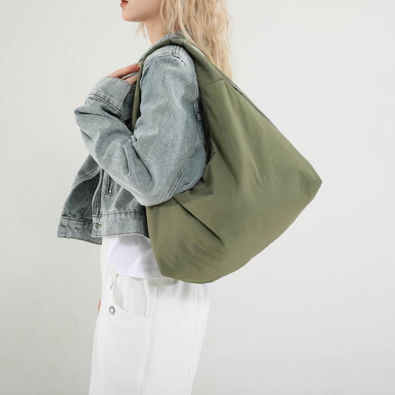 Women Nylon Dumpling Bag Large Capacity All-Match Shoulder Bag Solid Color Simple Shoulder Bag Shopping Work Date Party Bag4