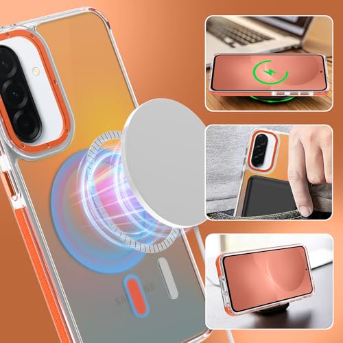 Image of Magnetic Case for Samsung Galaxy A36 5G [Compatible with Magsafe] [Cute Fashion Fluorescent Design] [1 Screen Protector] Slim Translucent Matte Case for Galaxy A36 5G 6.7 inch, Orange