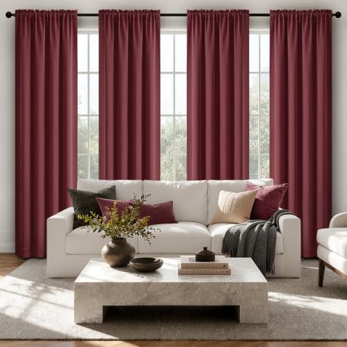 Image of MIULEE Burgundy Red Blackout Curtains 84 Inch Length for Bedroom 4 Panels