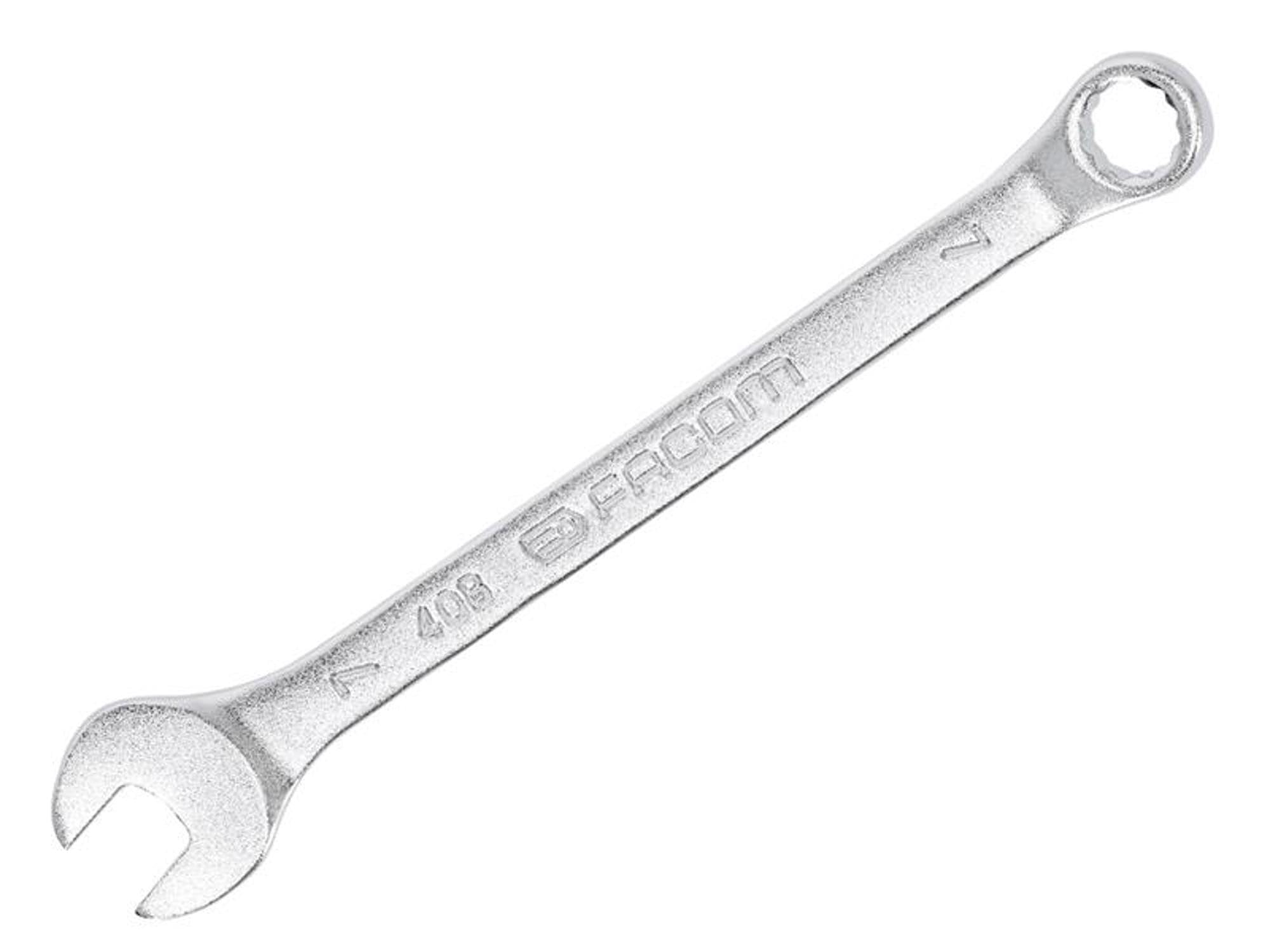 Facom 40B.7 Slim Metric Combination Spanner 7Mm - 12-Point Ogv, 15° Offset, Matt Chrome Finish.
