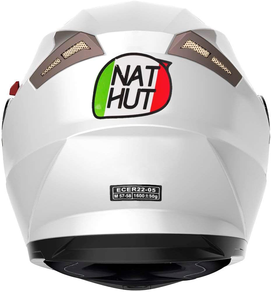 Nat Hut Casco Moto Modulari ECE Omologato | Caschi Modulare Leggero con  Sistema di Ventilazione Avanzato per Scooter | Doppia Visiera Parasole per  Donna o Uomo(M, Bianco) NH013 : Amazon.it: Auto e