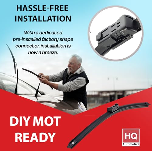 HQ Automotive Wiper Blades for Ford Focus Mk3 (2011-2018) Front Rear Kit, Adr82-824|Hq12E-V1