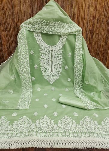 Image of Y2Y Women's Heavy Cotton Embroidery Work Unstitched Salwar Suit Dress Material With Chanderi Work Dupatta (Free Size Multi Color)