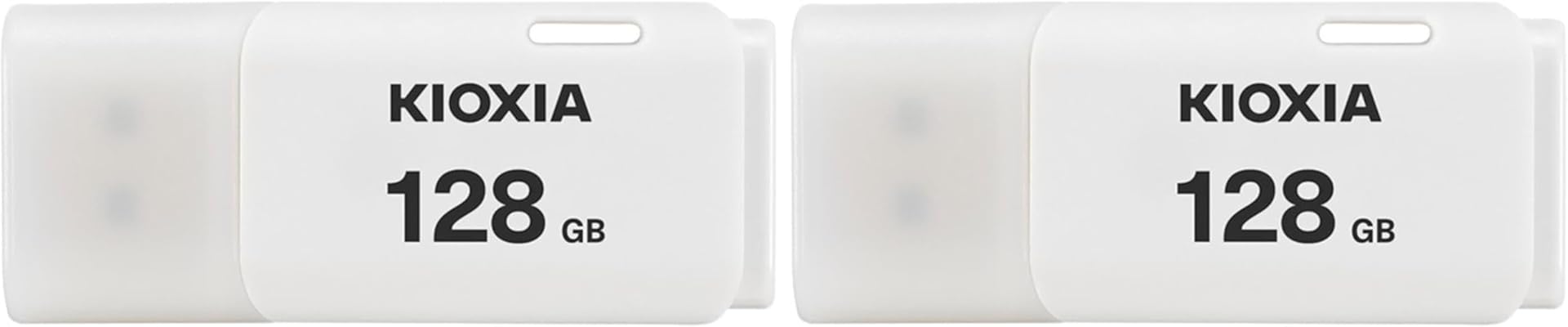 KIOXIA 128GB TransMemory U202 USB 2.0 Flash Drive, White (Pack of 2)