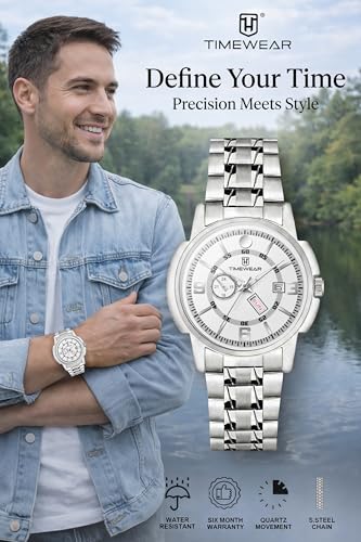 Image of TIMEWEAR Analog, Day Date Functioning, Stainless Steel Chain Watch for Men