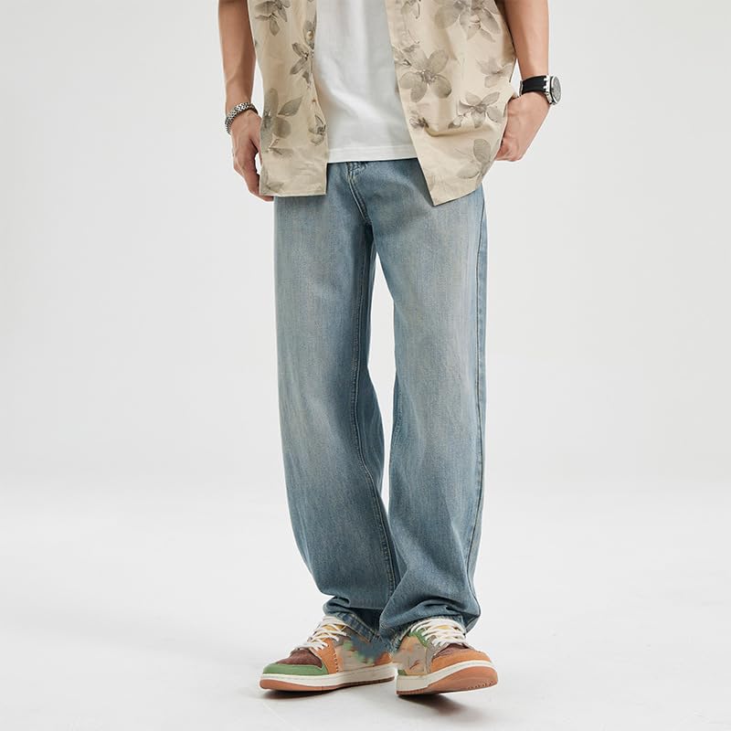 Men's Denim Pants Spring Straight Leg Loose Office Jeans3
