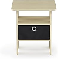 Vista 219 de Furinno- Colección Andrey- Mesa auxiliar, estación de carga con puerto USB y puerto tipo C c/compartimento de almacenamiento, 15.55 pulg ancho x