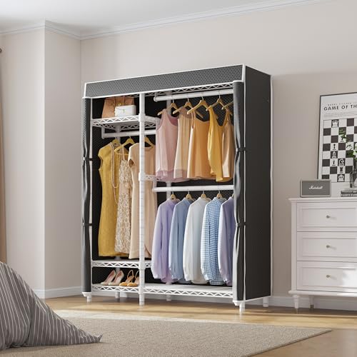 Image of VIPEK V2C Heavy Duty Clothes Rack with Upgraded Polyester Cover, Metal Portable Closet with Adjustable Shelves & Hanging Rods, Freestanding Wardrobe Closet for Bedroom, Max Load 700LBS