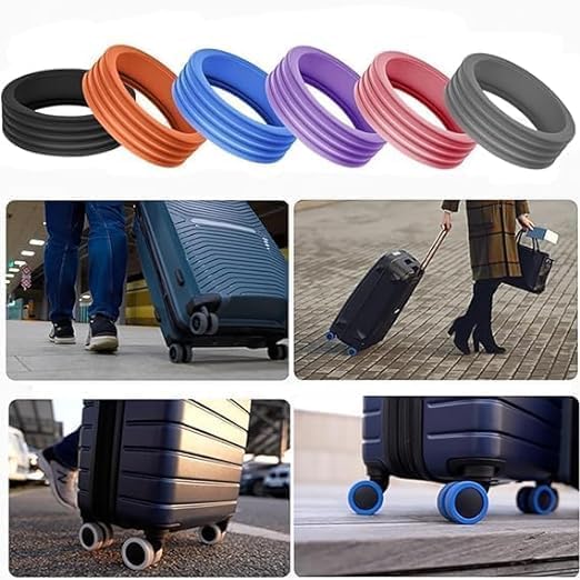 RP MALL 16PCS Luggage Wheel Silicone Protector Cover Shock Absorption Spinner Wheel Cover For Trolley Bag Suitcase Chair Black 2