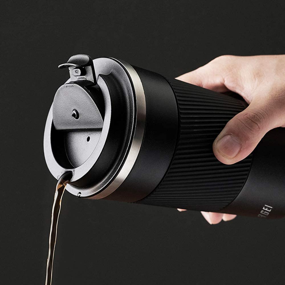 EIDANZ Tumbler Travel Mug 14oz 380ml - Vacuum Insulated Coffee Travel Mug Spill Proof with Leakproof Lid - Double Walled Reusable Tumbler Cups for Keep Hot/Ice Coffee,Tea and Beer (Black)