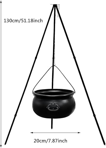 Miniatura 7 de Caldero de brujas para decoración al aire libre, caldero de brujas grande en trípode con luces, cuenco de plástico negro, cubo de dulces,