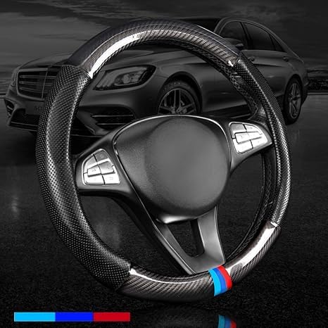 PIKFOS Custom-Fit for Mercedes Benz Steering Wheel Cover, Premium Leather Car Steering Wheel Cover with Logo, Non-Slip, Breathable, for Mercedes Benz Accessories-image-13