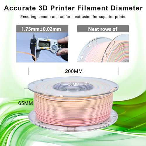 Image of iBOSS Matte Rainbow PLA Plus Filament 1.75mm, 1KG 3D Printer Filament Matte Color Changing PLA+ Multicolor Filament, Fast Color Change 3D Printing Filament Fit for Most FDM 3D Printer