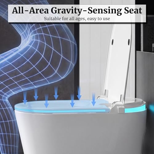 Image of Smart Toilet with Tank Electric Bidet Toilet with ADA Comfort Height | Heated Seat Auto Flush /Lid&Seat Foot Sensor UV-C light Dryer One Piece Toilet with with Siphon Flush 1.28 GPF MAP 1000g