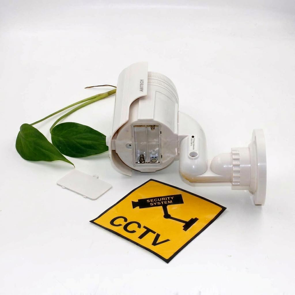 Caméra de surveillance factice avec LED clignotante dans un boîtier protégé contre les intempéries, fausse caméra de sécurité CCTV 720p pour l'intérieur et l'extérieur