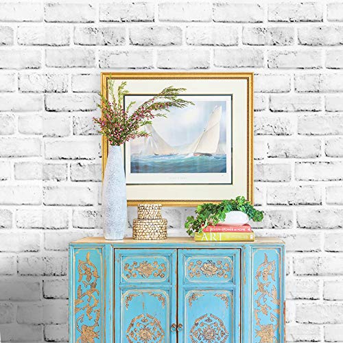 GloryTik 236.2â€X17.7â€ White Grey Brick Wallpaper Peel and Stick Wallpaper Self Adhesive 3D Faux Brick Panel Wallpaper Removable Textured Wallpaper White Brick Contact Paper for Bedroom Bathroom Wall