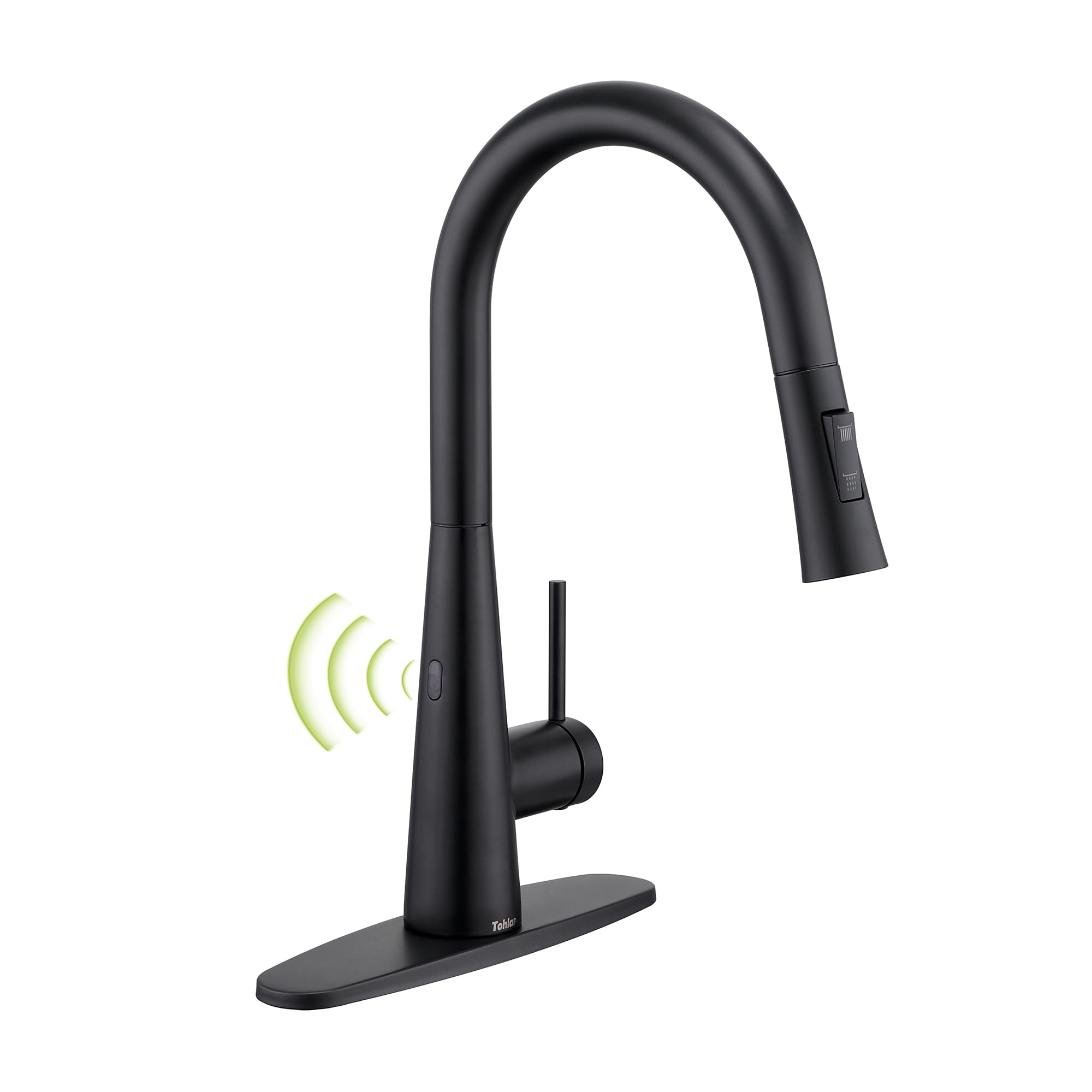 Tohlar Black Touchless Kitchen Faucet with Pull Down Sprayer, Stainless Steel Sensor Kitchen Faucet for Sink 3 Hole, Modern Single Handle Kitchen Sink