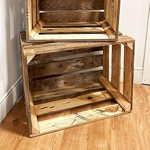 Modern Timber Craft Rustic Wooden Crates | Reclaimed Barnwood Nesting Crates | Barnwood Storage Boxes | Modern Farmhouse Box Crate (Large 20 x 15 x 12.5) Cover