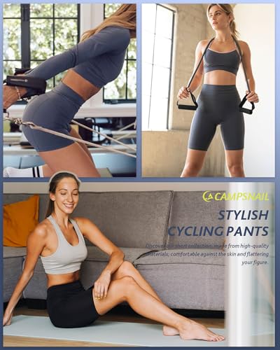 CAMPSNAIL Workout Biker Shorts Women - 3"/5"/8" High Waisted Tummy Control Spandex Booty Volleyball Shorts for Yoga Dance