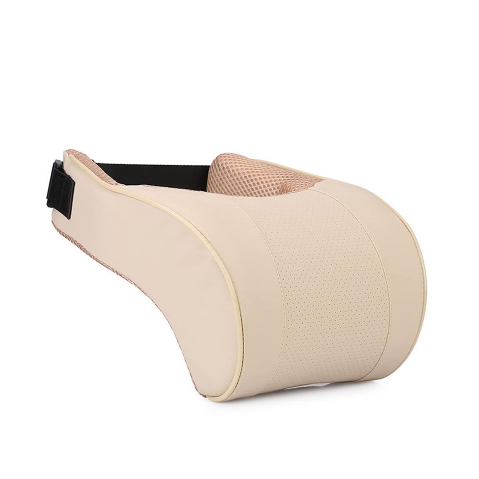 SSIMOO PU Leather Auto Car Neck Pillow Memory Foam Filling Neck Rest Seat Poggiatesta Cuscino Soluzione di Supporto Compatibile for Bambini e Adulti (Color : Beige)