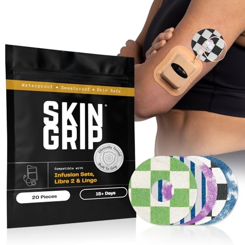 Image of Skin Grip Universal Adhesive Patches for CGM and Insulin Pumps with Cutout, 0.8-Inch Hole, Waterproof & Sweatproof for 10-14 Days, Glucose Monitor Patch, Diabetic Sensor Cover, Classics (10-Pack)