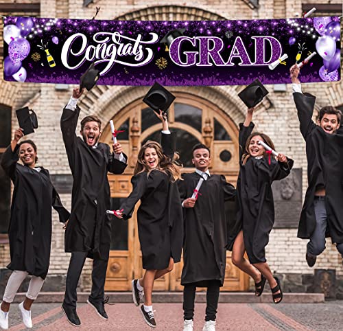 Image of 2026 Graduation Decorations-Congrats Grad Purple Yard Sign Banner Decoration for Class of 2026 Graduation Party Supplies(Purple and Black)