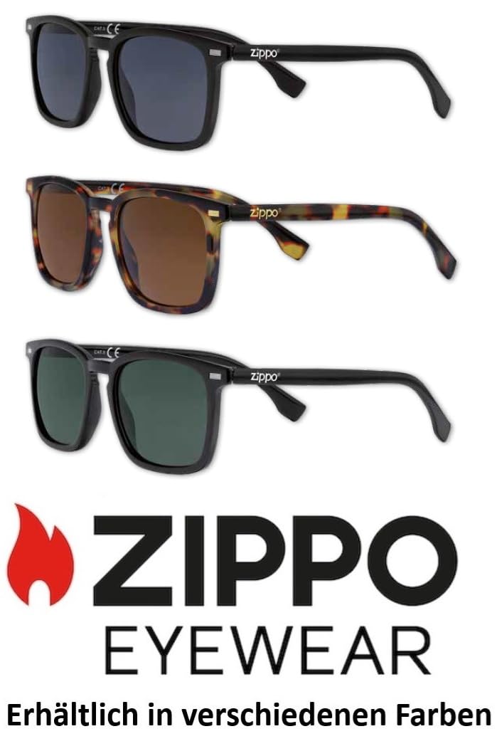 Zippo Sonnenbrille – Schwarz/Blau-weiß verspiegelt – Unisex, für Damen und Herren