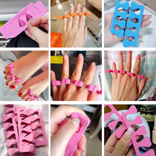 48pcs sponge toe separators pedicure set for nail polish- premium nail art painting and polishing tool kit 4 funy color