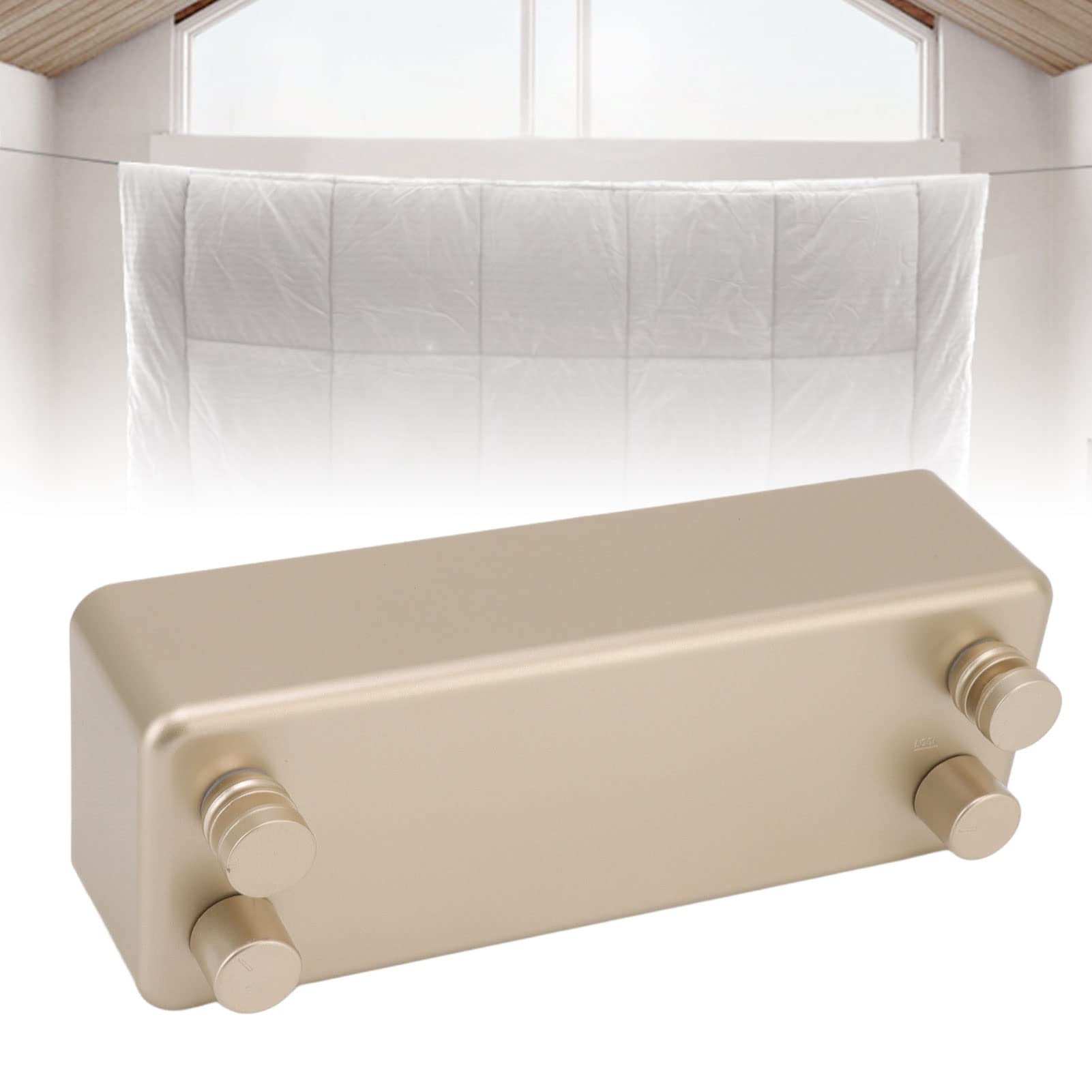 Ausla Tendedero Retráctil, 2m/13,8 Pies, Tendedero Doble, Tendedero Montado en la Pared, Cuerda de Acero Inoxidable para Ropa Interior y Exterior (GOLD)