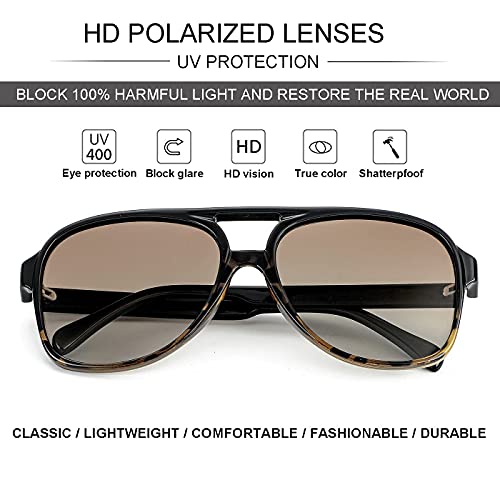 Image of Polarized Classic Vintage Aviator Sunglasses for Men Women Large Frame Retro 70s Sunglasses