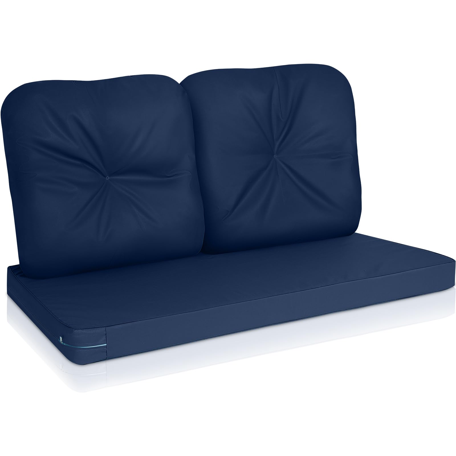 Outdoor Loveseat Cushion Set 46x26 Waterproof Patio Furniture Cushion Fade Resistant Deep Seat Glider Loveseat Cushion Loveseat Bottom 2 Back Cushion for Loveseat Bench Swing (Navy Blue)