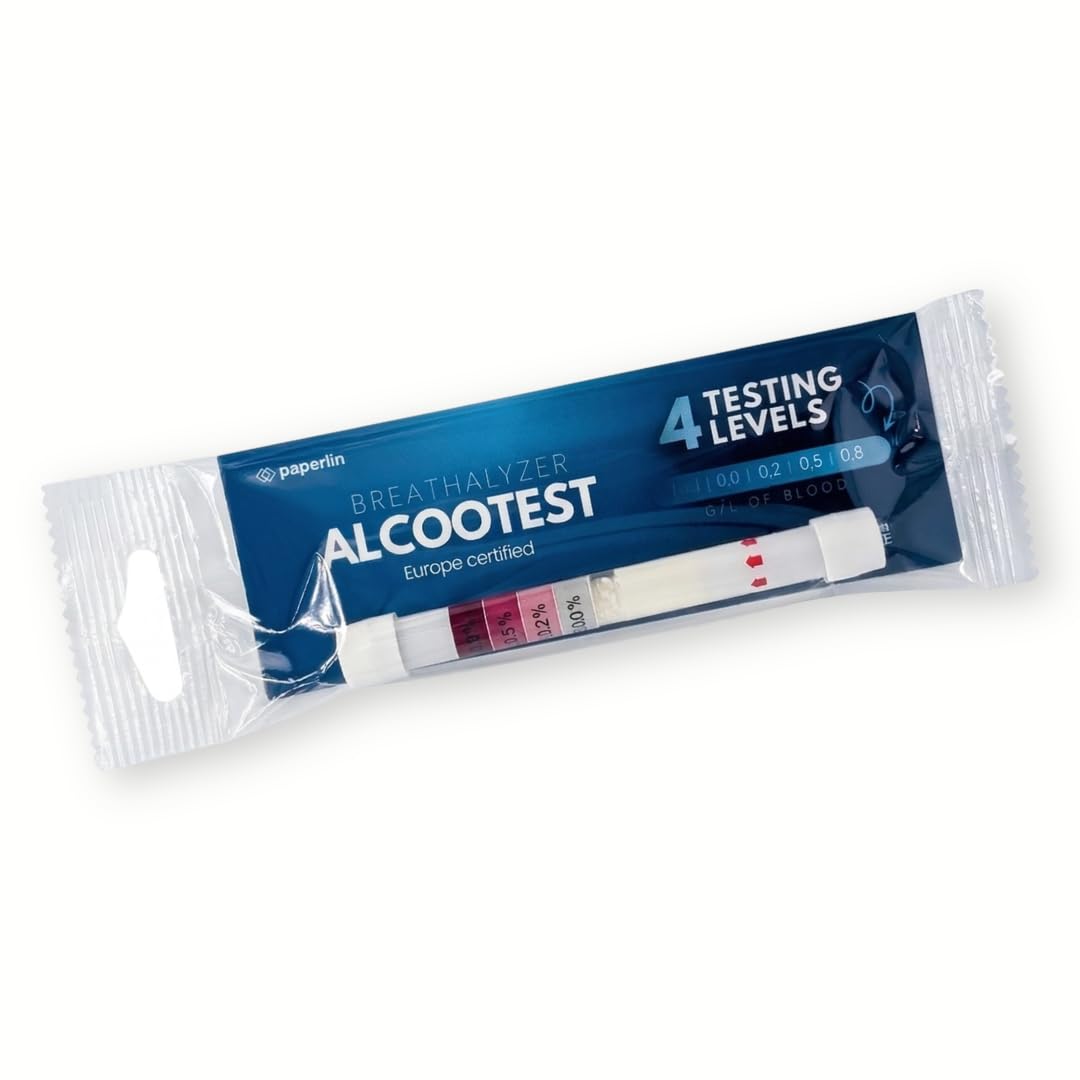 Paperlin Éthylotests Jetables (Lot de 20) - 3 Seuils de Détection (0.2, 0.5, 0.8 g/L) - Test d'Alcoolémie Rapide & Précis - Conformité Reach - Fabrication Europe