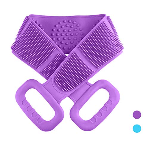Silicone Bath Body Brush, Exfoliating Silicone Bath Back Brush Scrubber, Double Side Silicone Bath Wash Brush 28.7Inch/73CM Long for Men and Women, Easy to Clean, Comfortable Massage for Shower