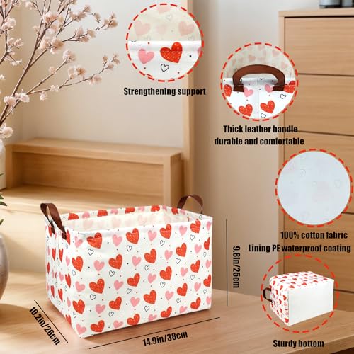 Image of Cute Heart Valentine's Day Basket for gifts empty Storage Basket for Kid and Baby Room Decor (Pink Orange Heart)