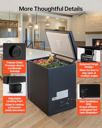 Image of VEVOR Chest Freezer, 6.7 Cu.ft Compact Deep Freezer, Free Standing Top Open Door Chest Freezers with 2 Removable Baskets & Adjustable Thermostat - Energy Saving, Low Noise & Garage Ready, Black