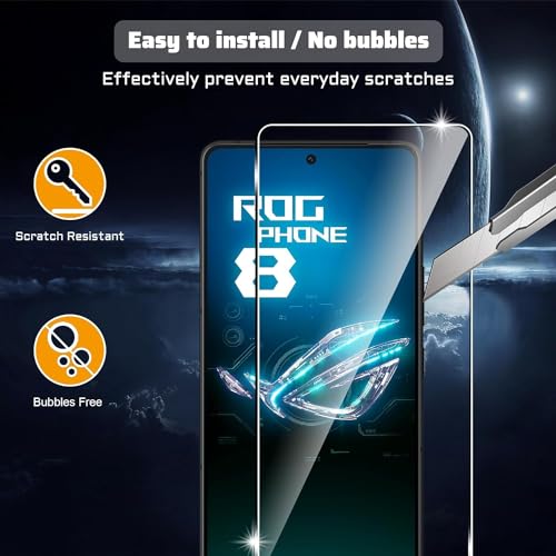 Image of STP FEEL Premium HD+ Tempered Glass Screen Protector Guard Compatible For Asus ROG Phone 8 5G / Phone 8 Pro 5G (6.78 Inch, Pack of 1) | Edge to Edge Coverage With Easy to installation kit