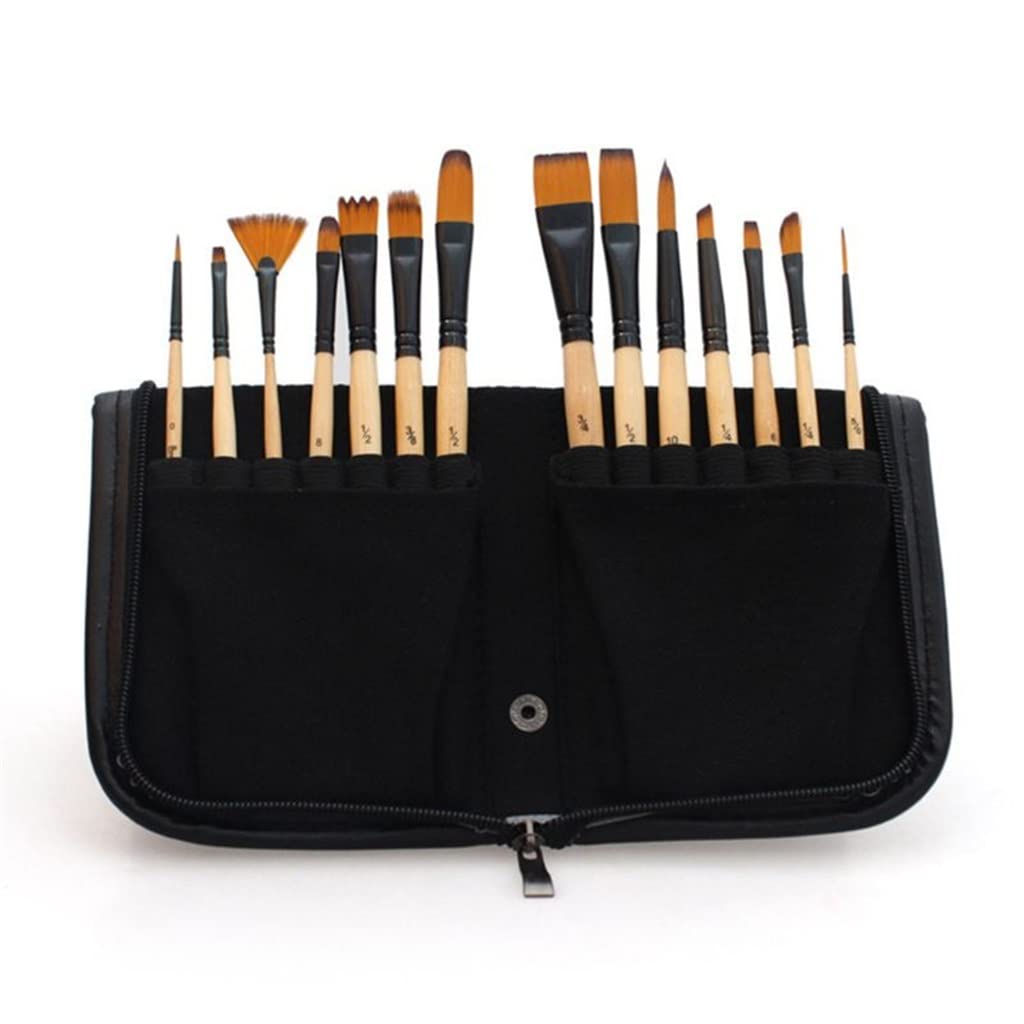Lot de 14 pinceaux de peinture acrylique aquarelle avec trousse de rangement pour artistes et dessin