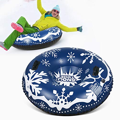 Winzwon Snow Tube for Adults and Kids 47 inch Large Heavy Duty Inflatable Snow Sledding Tube with Handles for Winter Christmas Snow