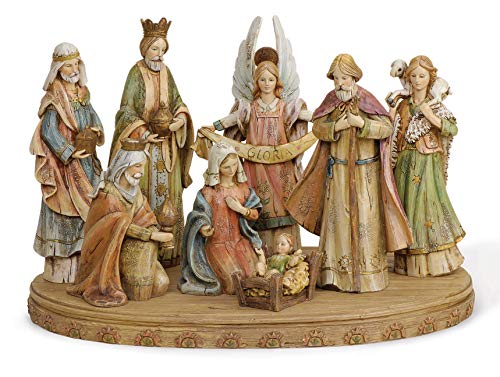 Roman, Inc. 17" Eight Piece Wood Like Nativity Set