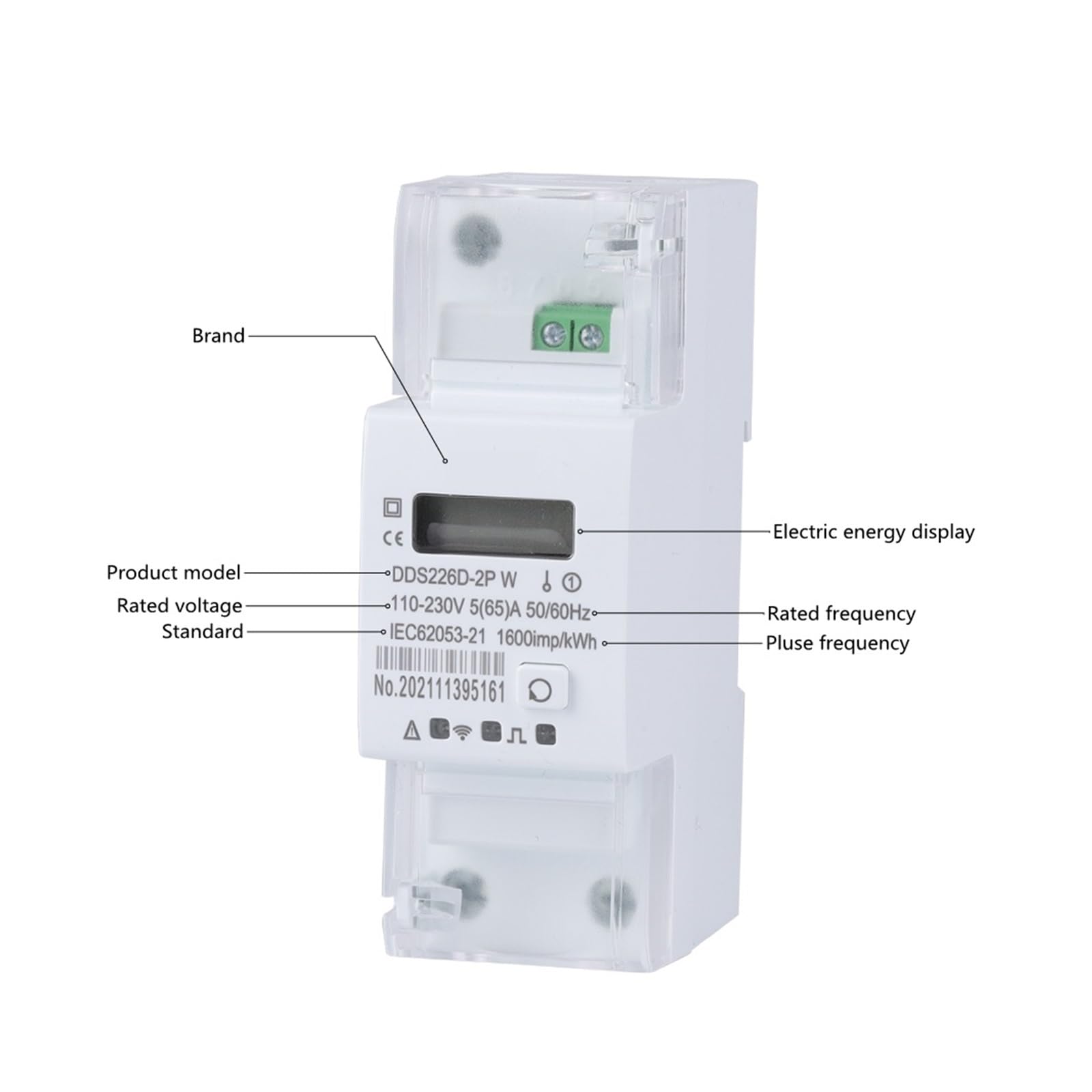 Monitoraggio Dell'Energia del Contatore Intelligen WiFi Smart Series 50/60Hz Contatore di Energia Monofase/Trifase Timer Consumo Energetico Monitor Contatore KWh Wattmetro(DNS226D-7P WiFi 80A)