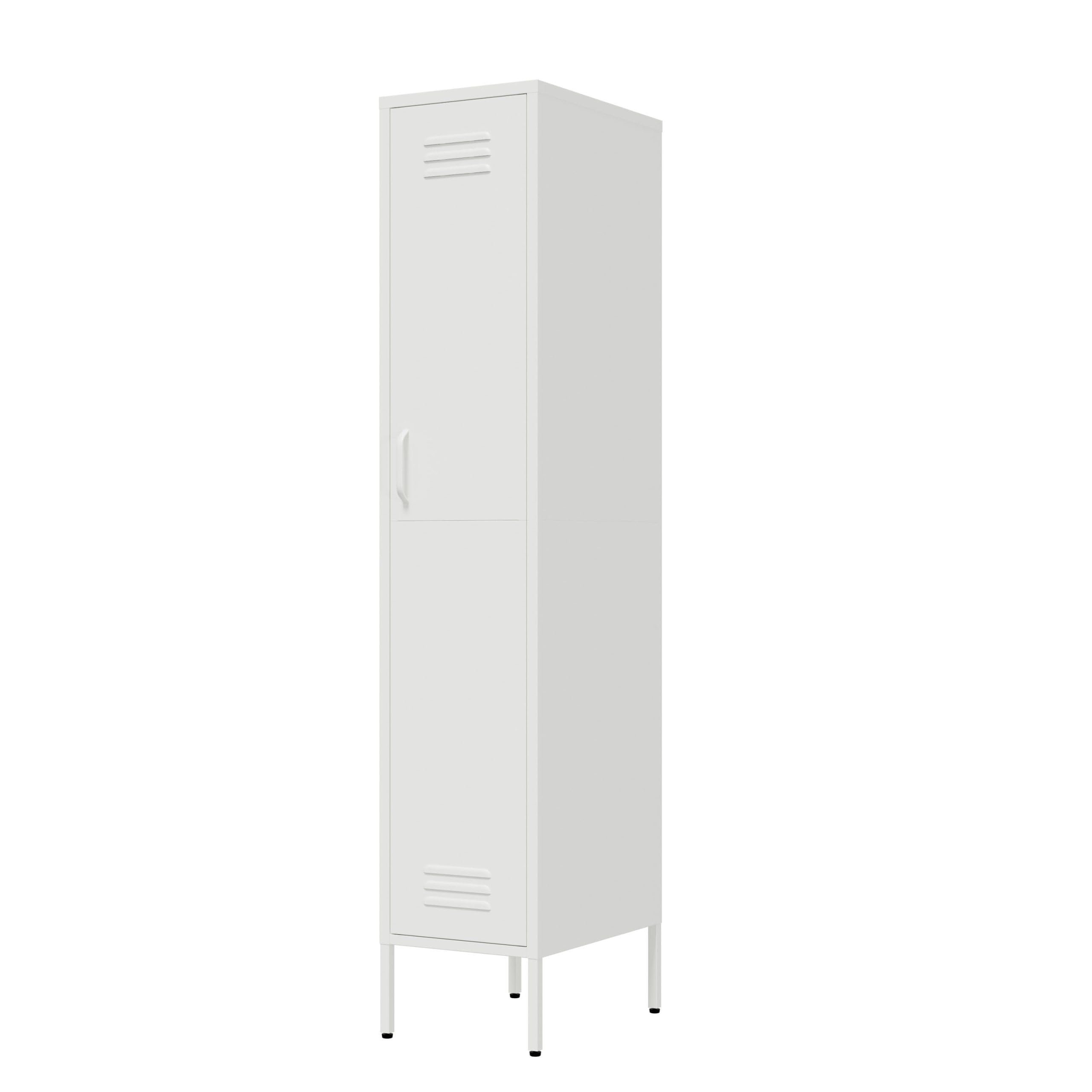 Metallschrank – Garderobenschrank aus Stahl mit verstellbaren Einlegeböden – Industrieller Aufbewahrungsschrank – 35x50x180 cm / 90x50x180 cm – Aktenschrank (Weiß, 35x50x180cm)