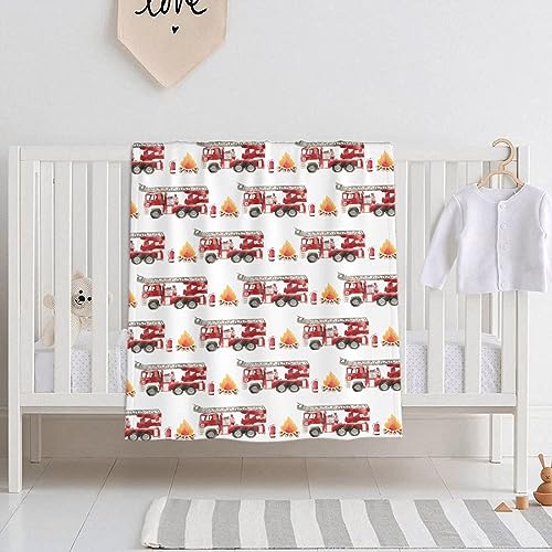 Image of Fire Truck Fireman Baby Blanket Gifts Super Soft Swaddle Newborn Cozy Baby Receiving Blanket Stroller Throw Blanket for Crib 40x30 in forBaby /Puppy
