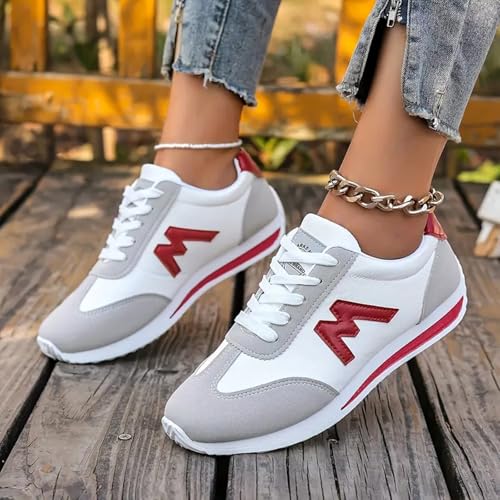 Comfortable Walking Shoes Women Casual Trendy Lace Up Non Slip Tennis Sneaker Lightweight Platform Wedge Sneakers Womens Round Toe Athletic Running Workout Gym Sports Jogging Shoes3