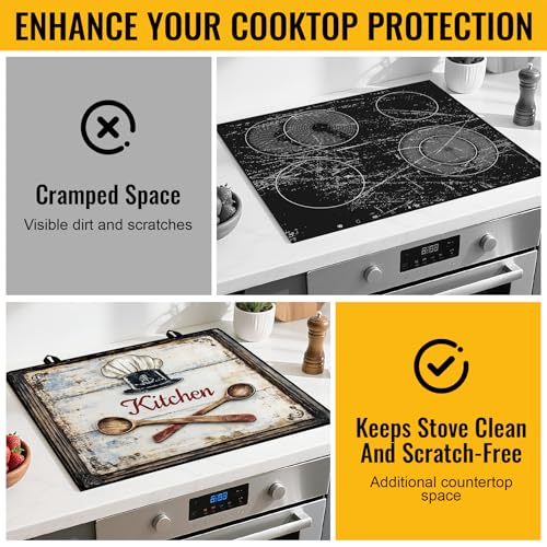 Image of NYZE Stove Cover for Electric and Glass Stove Tops 3-in-1 Stove Mat, Heat Resistant Counter Protector Mat, Non-Slip Surface & Drying Rack (Chef Hat, 28.5 inchLx20.5 inchW)
