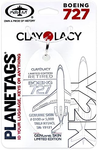 PlaneTags B727 Y2K White | Genuine Aircraft Skin | Keychains | Lu...