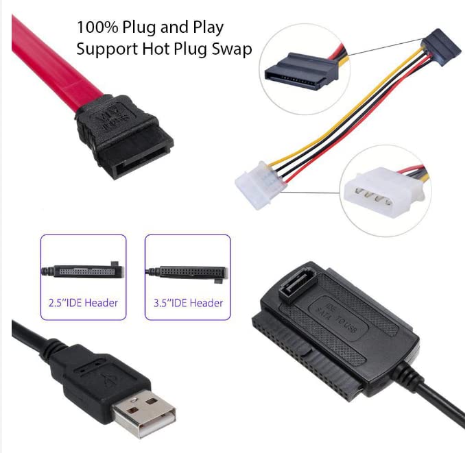 Cable adaptador SATA a USB para discos SSD y HDD 2.5/3.5" miniatura 6