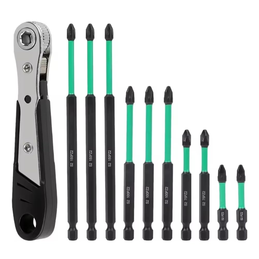 Littimoon 10Pcs PZ2 Magnetic Driver Bits Heavy Duty Hex Screwdriver Bit Set 10pcs PZ2 Magnetic Driver Bits Heavy Duty Long Screwdriver for Electrician for Socket Switch 50/75/100/150mm