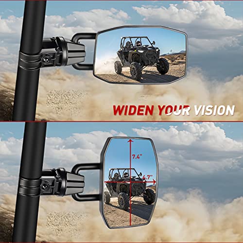 Image of Frokom UTV Side Mirrors Fit 1.75 inchto 2 inch Roll Bar Cage, Large Aluminum Solid Side View Mirrors Compatible with Polaris RZR Can Am Maverick X3 Talon Pioneer 1000 Wolverine Kawasaki Teryx SXS