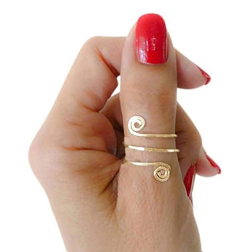 Gold Thumb Ring California Toe Rings 14k Gold Filled Double Swirl Wire Wrap Faceted Adjustable Finger